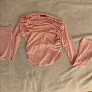Edikted Pink Off-Shoulder Long Sleeve Top